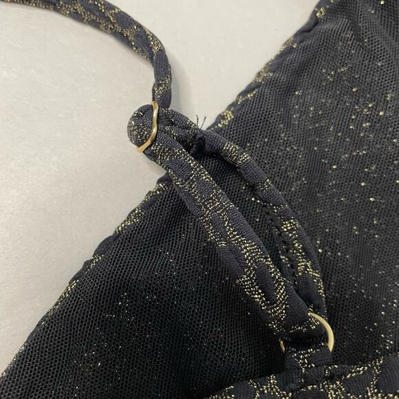 Andie X Demi Moore The Tropez Triangle Swim Top Black Gold Size S NEW - Picture 8 of 9